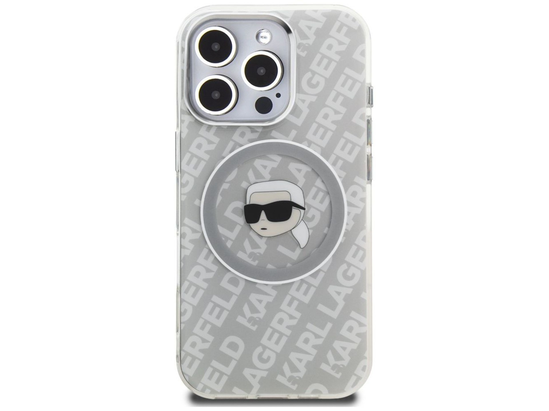 Funda Karl Lagerfeld IML con logo Karl Head MagSafe para iPhone 16 Pro - Gris