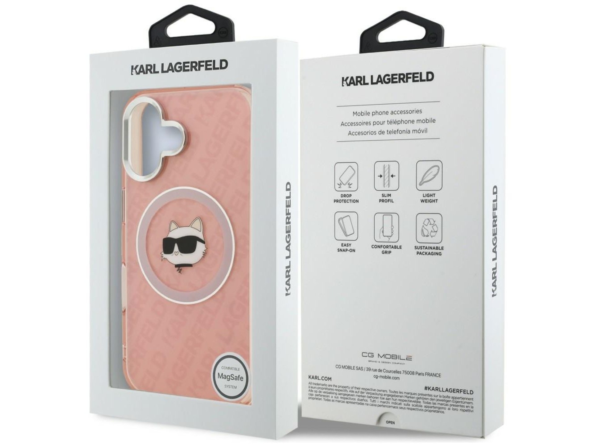Karl Lagerfeld IML Choupette Head Logo MagSafe iPhone 16 Case - Pink