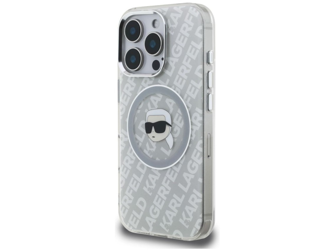 Funda Karl Lagerfeld IML con logo Karl Head MagSafe para iPhone 16 Pro - Gris