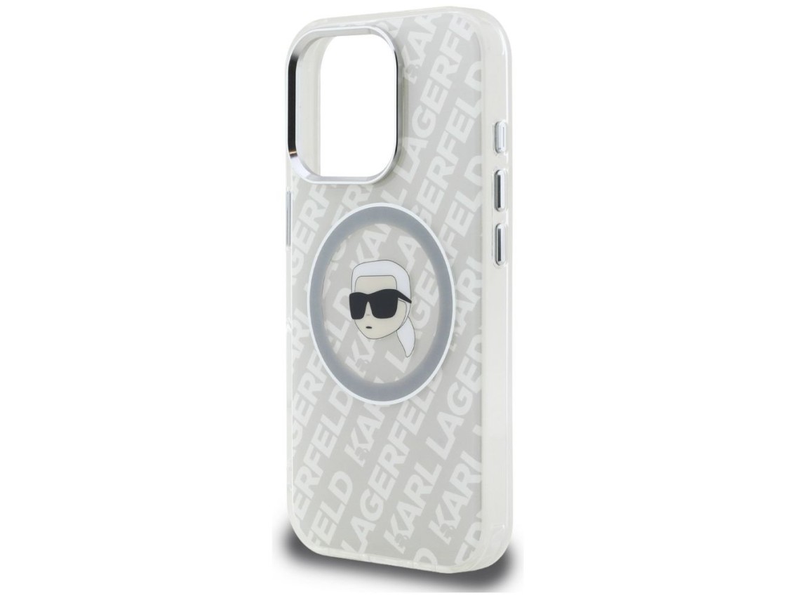 Funda Karl Lagerfeld IML con logo Karl Head MagSafe para iPhone 16 Pro Max - Gris