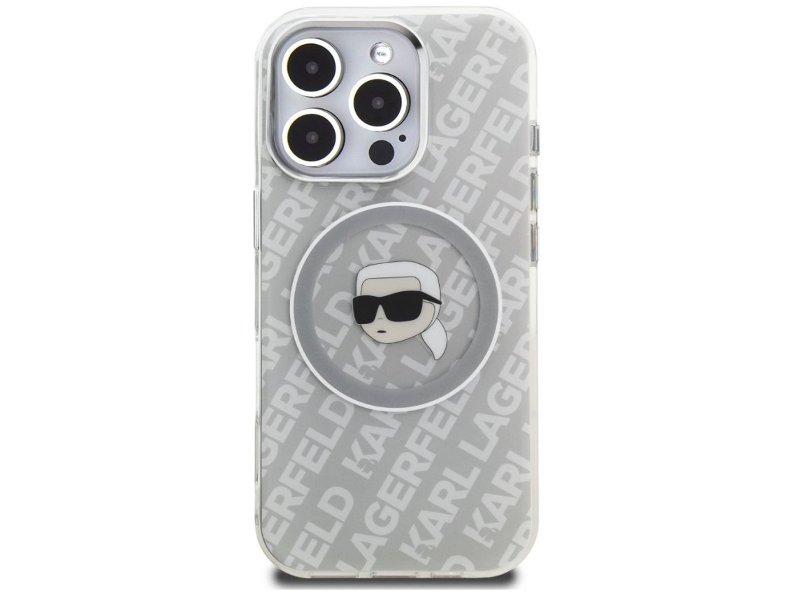 Funda Karl Lagerfeld IML con logo Karl Head MagSafe para iPhone 16 Pro Max - Gris