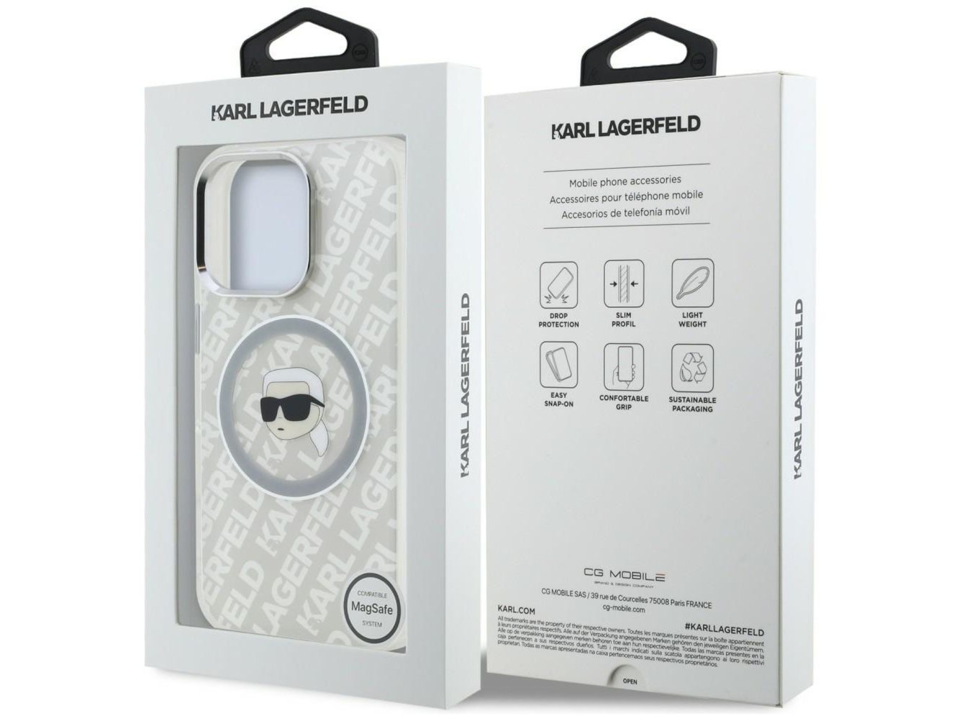 Funda Karl Lagerfeld IML con logo Karl Head MagSafe para iPhone 16 Pro Max - Gris