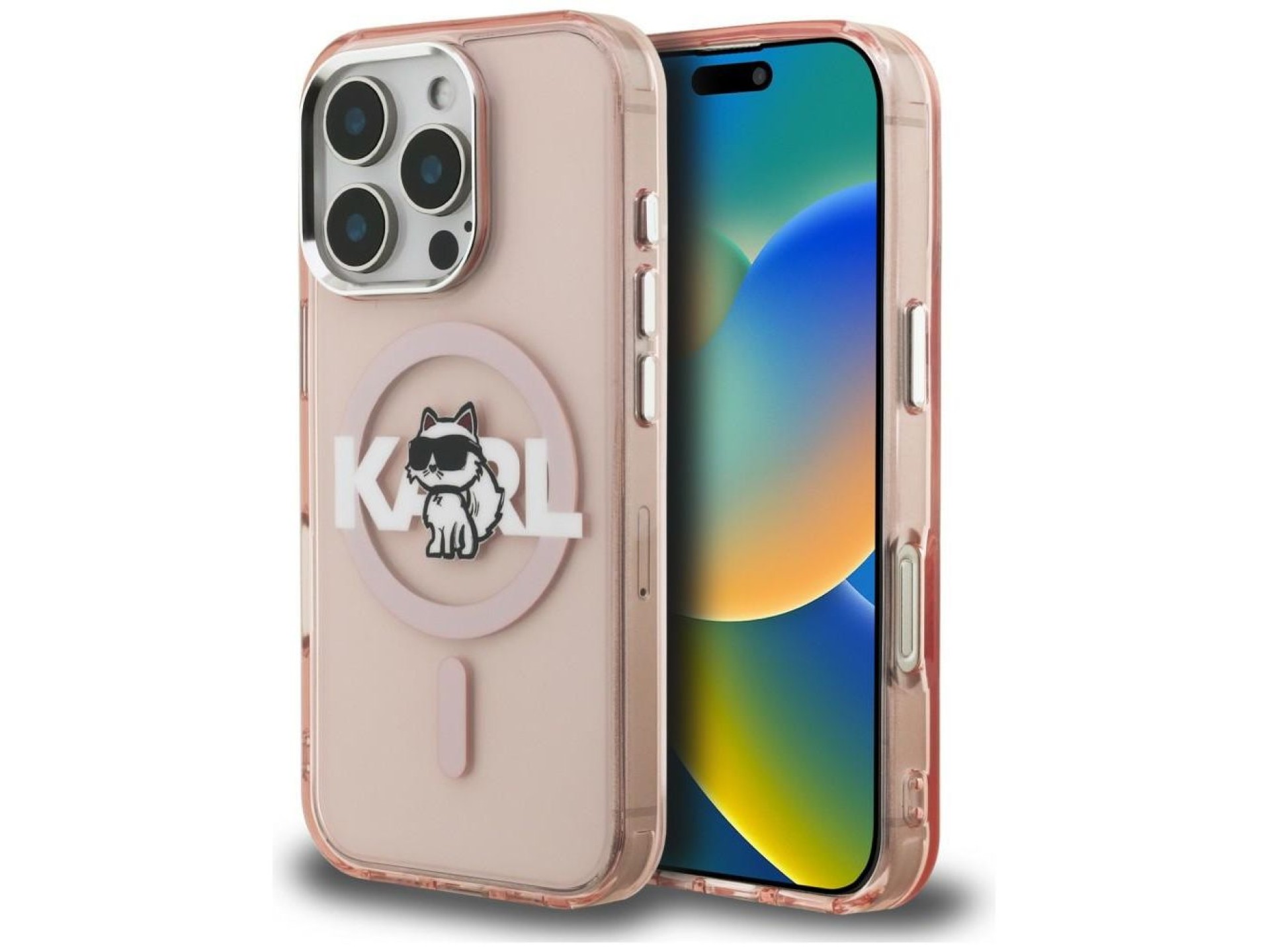 Funda Karl Lagerfeld IML Choupette Sketch Logo MagSafe para iPhone 16 Pro - Rosa