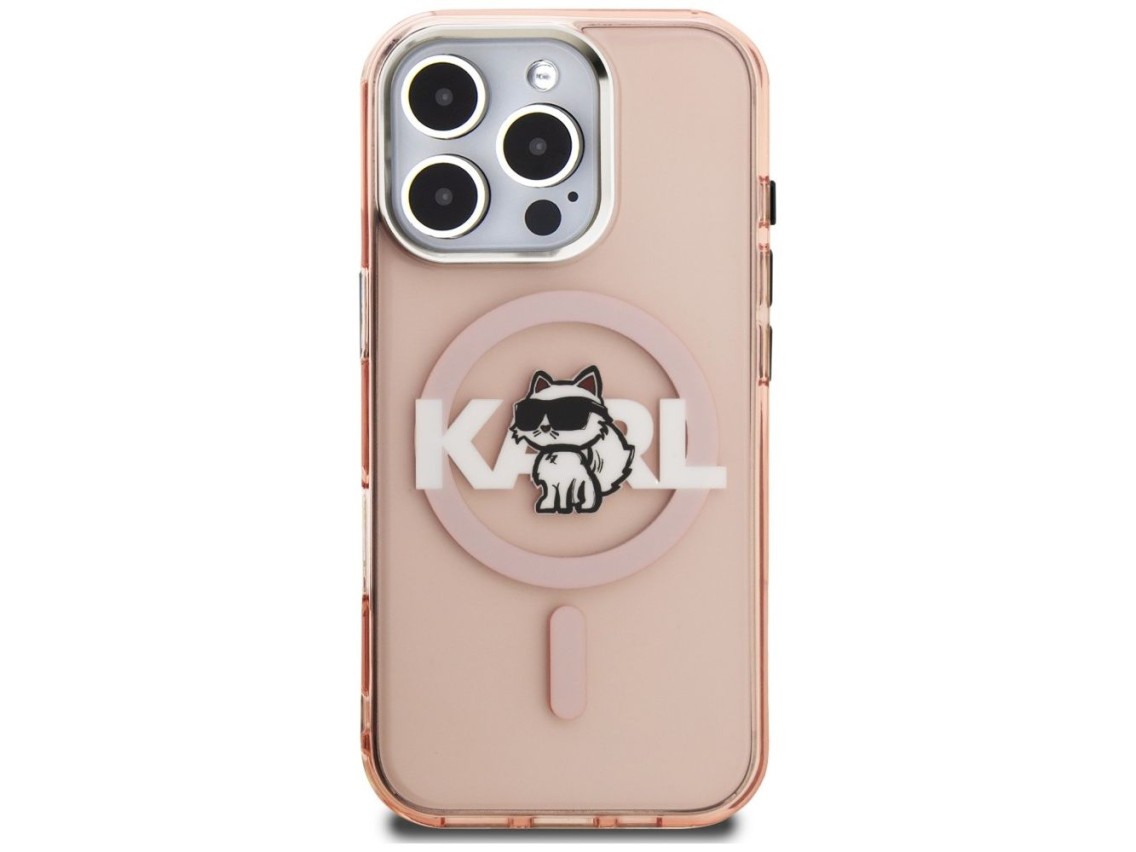 Funda Karl Lagerfeld IML Choupette Sketch Logo MagSafe para iPhone 16 Pro - Rosa