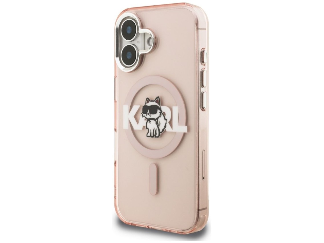 Funda Karl Lagerfeld IML Choupette Sketch Logo MagSafe para iPhone 16 - Rosa