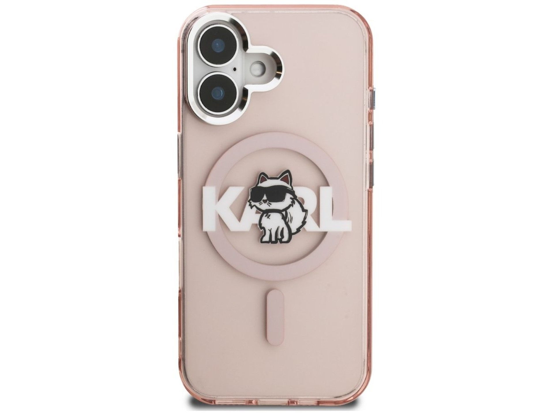 Funda Karl Lagerfeld IML Choupette Sketch Logo MagSafe para iPhone 16 - Rosa