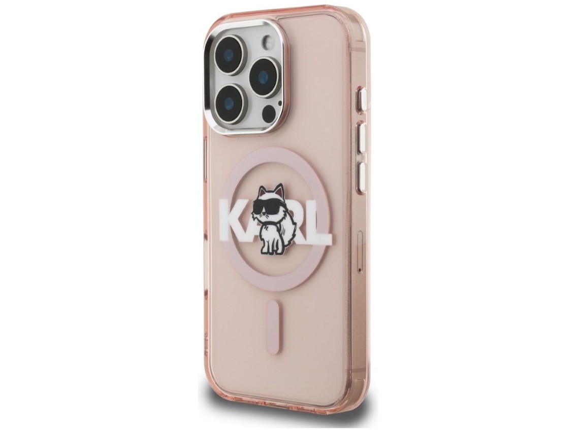 Funda Karl Lagerfeld IML Choupette Sketch Logo MagSafe para iPhone 16 Pro - Rosa