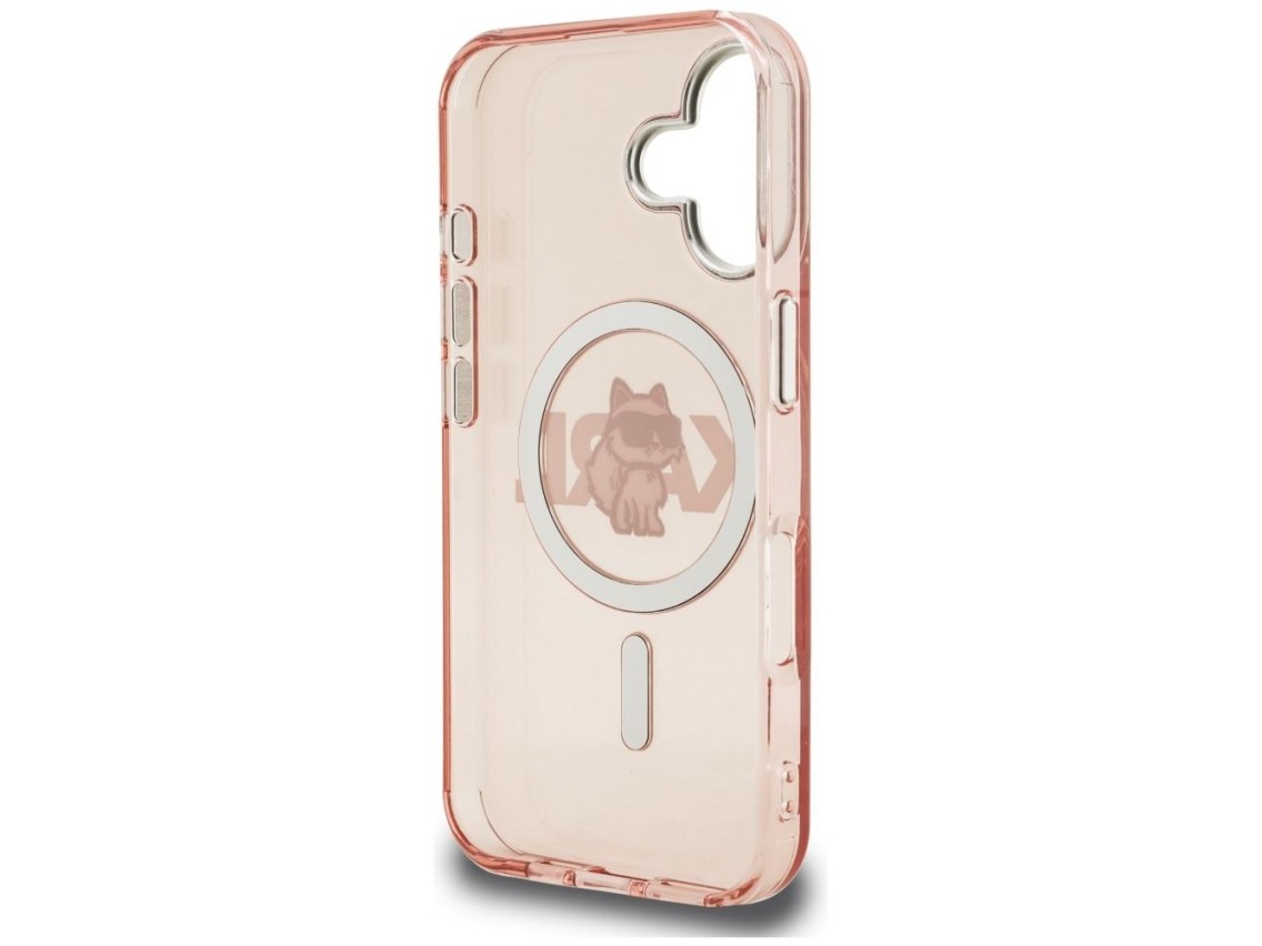 Funda Karl Lagerfeld IML Choupette Sketch Logo MagSafe para iPhone 16 - Rosa