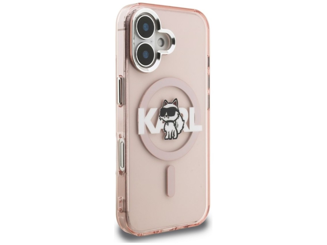Funda Karl Lagerfeld IML Choupette Sketch Logo MagSafe para iPhone 16 - Rosa
