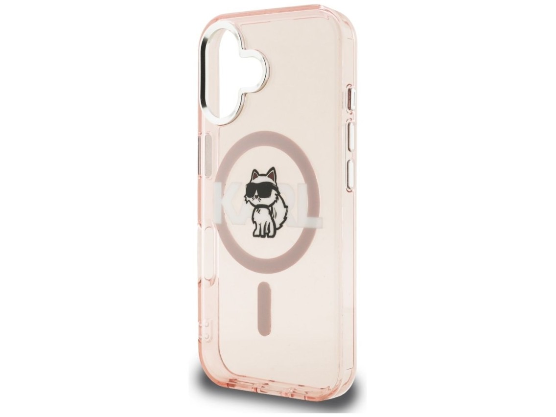 Funda Karl Lagerfeld IML Choupette Sketch Logo MagSafe para iPhone 16 - Rosa