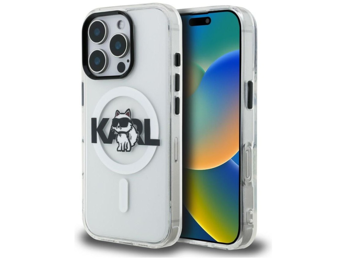 Funda Karl Lagerfeld IML Choupette Sketch Logo MagSafe para iPhone 16 Pro Max - Transparente