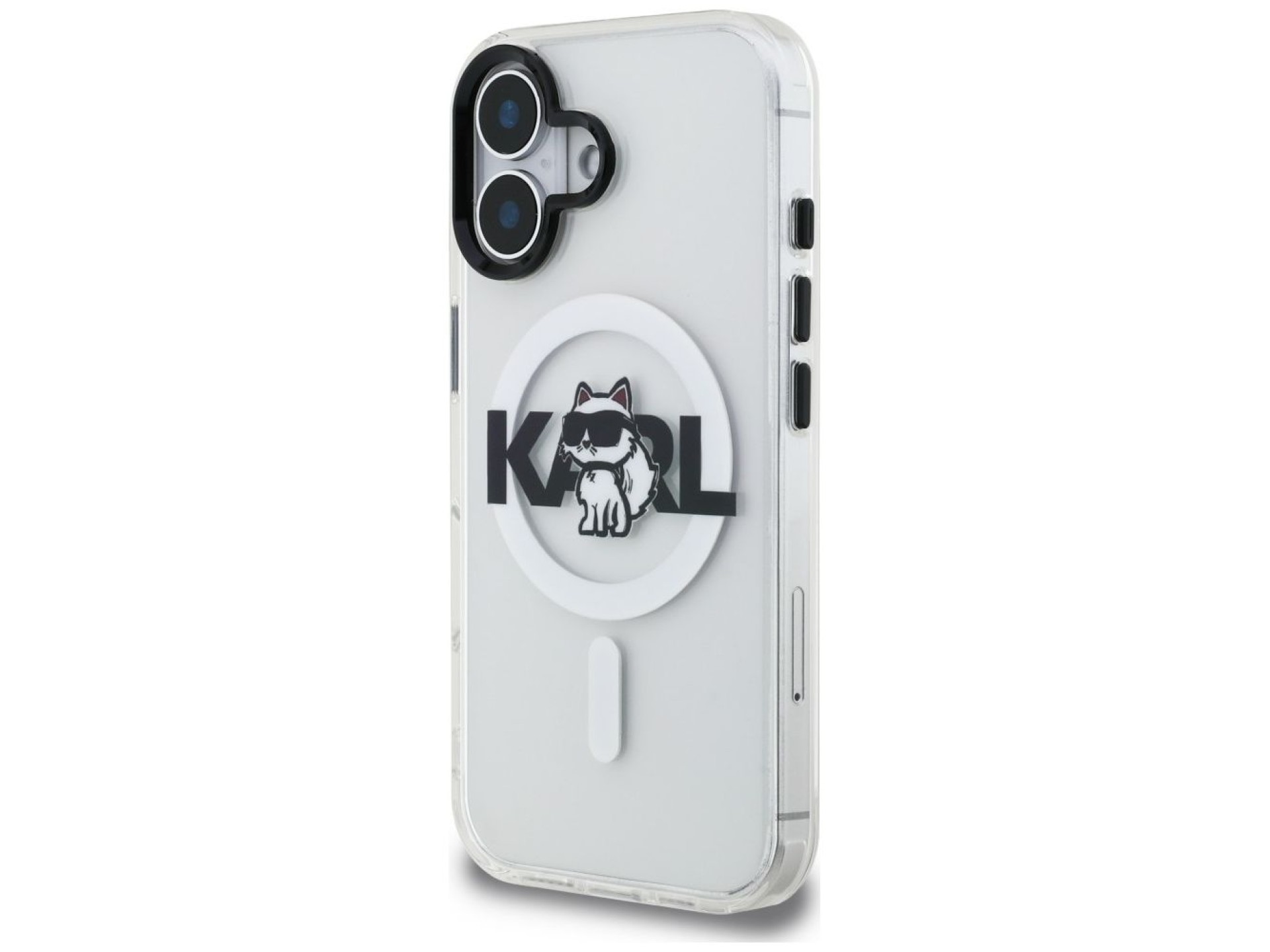 Capa MagSafe para iPhone 16 com o logo Karl Lagerfeld IML Choupette Sketch - Transparente