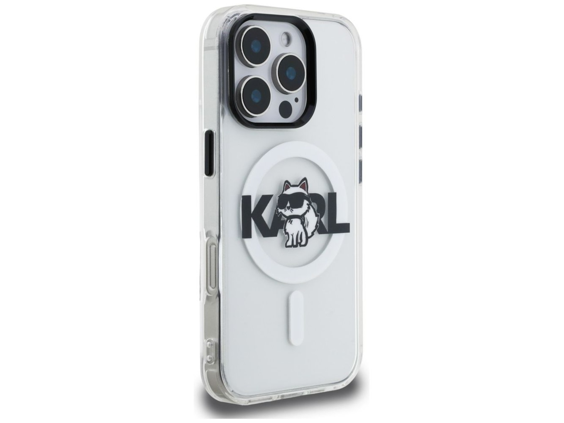 Capa MagSafe Karl Lagerfeld IML Choupette Sketch Logo para iPhone 16 Pro - Transparente