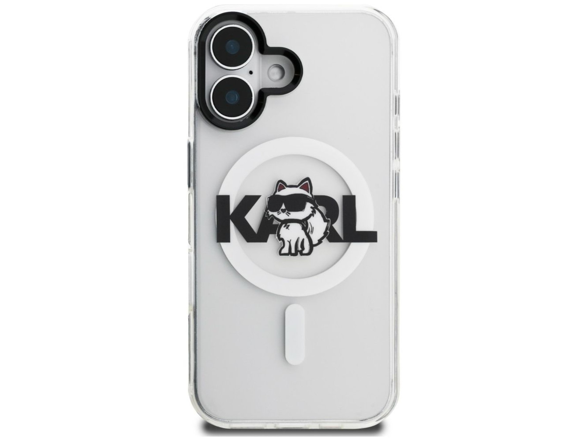 Capa MagSafe para iPhone 16 com o logo Karl Lagerfeld IML Choupette Sketch - Transparente