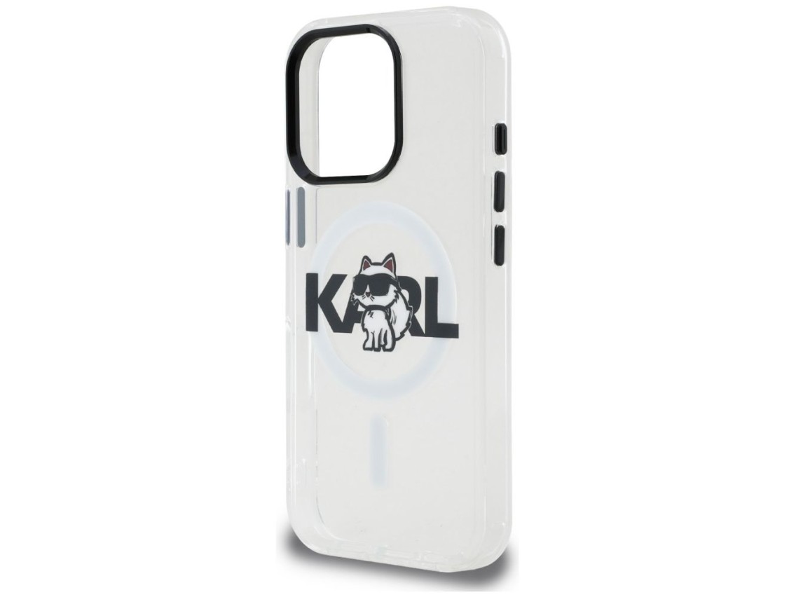 Funda Karl Lagerfeld IML Choupette Sketch Logo MagSafe para iPhone 16 Pro Max - Transparente