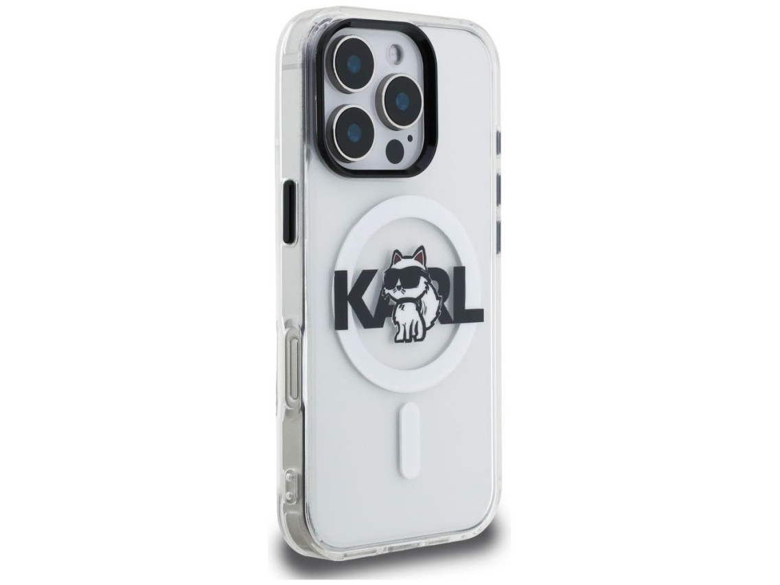 Funda Karl Lagerfeld IML Choupette Sketch Logo MagSafe para iPhone 16 Pro Max - Transparente