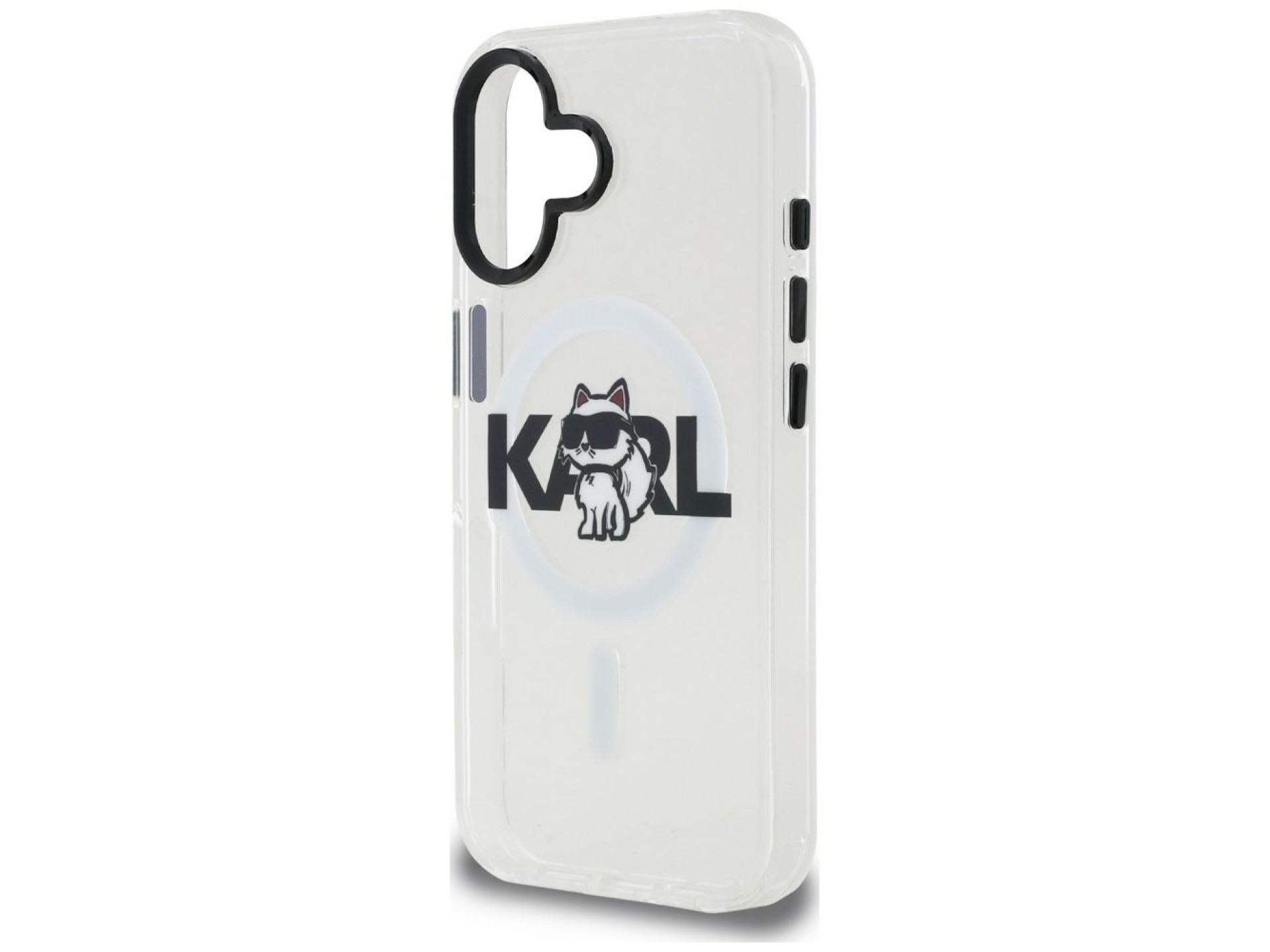 Capa MagSafe para iPhone 16 com o logo Karl Lagerfeld IML Choupette Sketch - Transparente
