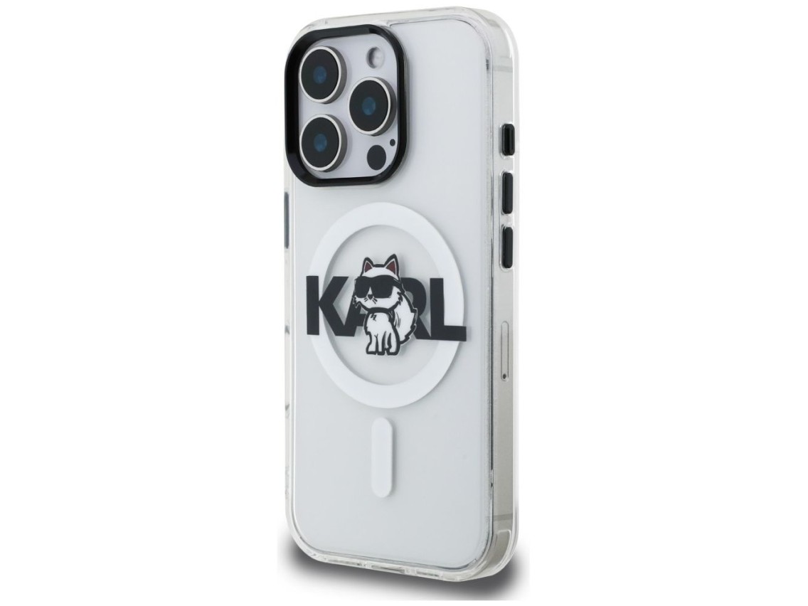 Funda Karl Lagerfeld IML Choupette Sketch Logo MagSafe para iPhone 16 Pro Max - Transparente