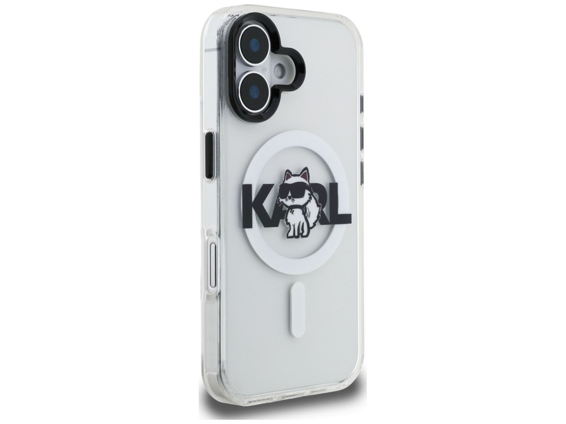 Capa MagSafe para iPhone 16 com o logo Karl Lagerfeld IML Choupette Sketch - Transparente
