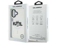Capa MagSafe para iPhone 16 com o logo Karl Lagerfeld IML Choupette Sketch - Transparente