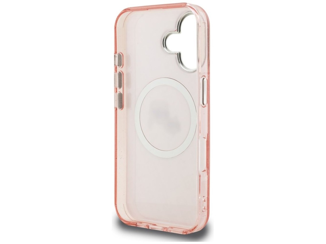 Karl Lagerfeld IML Glitter Karl & Choupette Heads Logo MagSafe iPhone 16 Case - Pink