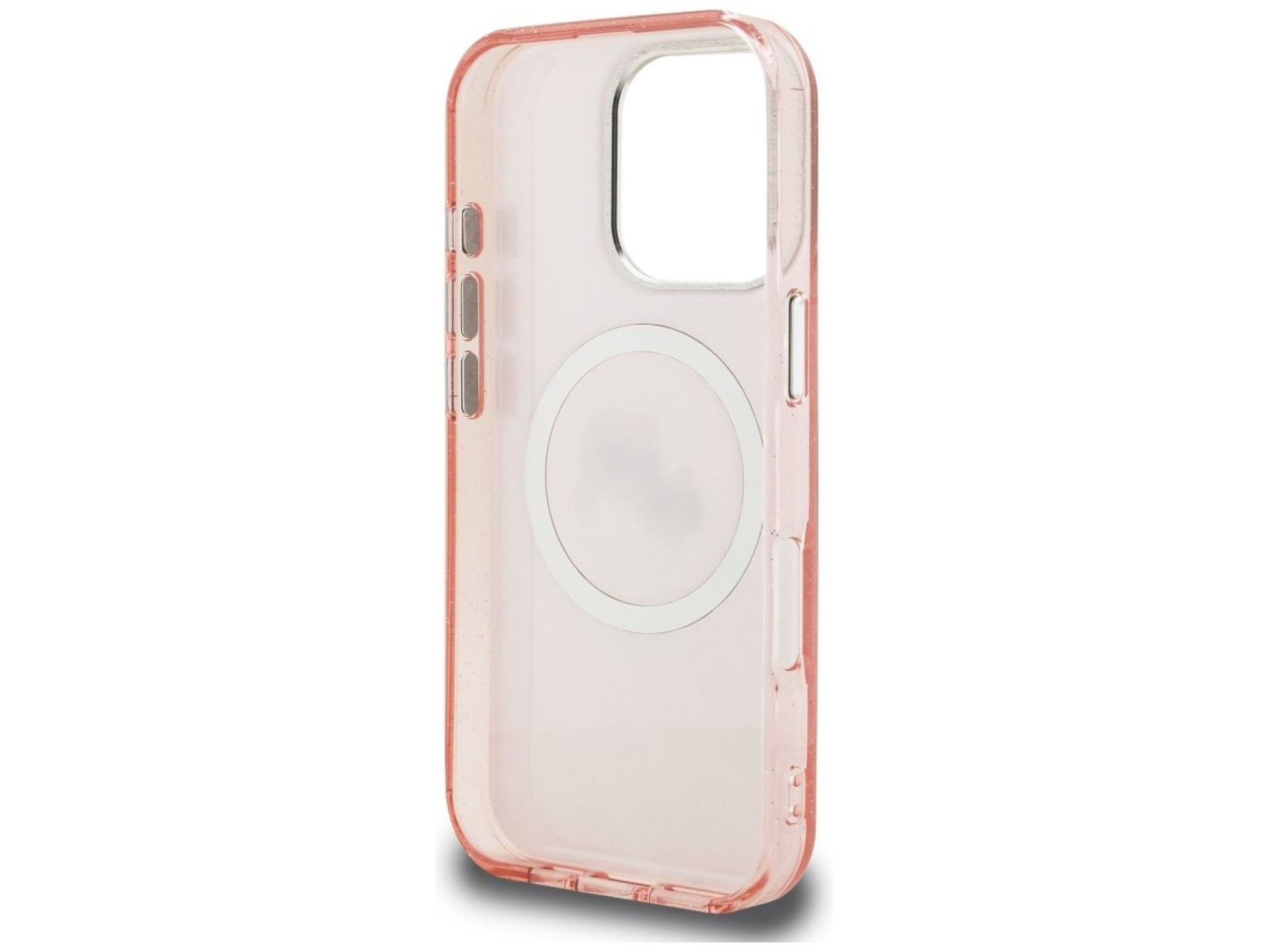 Karl Lagerfeld IML Glitter Karl & Choupette Heads Logo MagSafe Case for iPhone 16 Pro Max - Pink