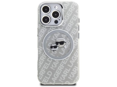 Funda MagSafe Karl Lagerfeld IML Glitter Karl & Choupette Heads para iPhone 16 Pro - Gris Funda MagSafe Karl Lagerfeld IML Glitter Karl & Choupette Heads para iPhone 16 Pro - Gris