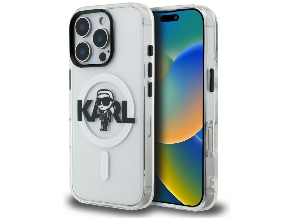 Capa MagSafe Karl Lagerfeld IML Karl Sketch Logo para iPhone 16 Pro - Transparente