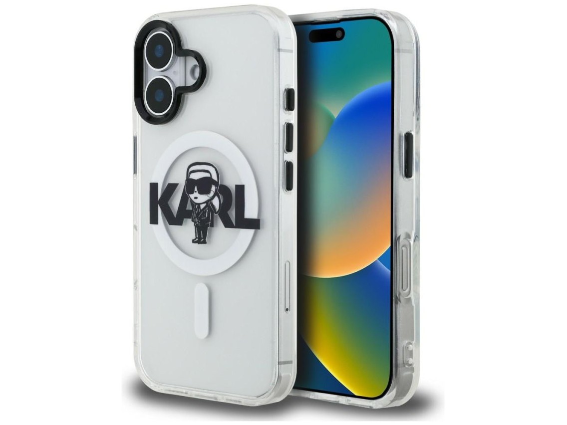 Funda Karl Lagerfeld IML Karl Sketch Logo MagSafe para iPhone 16 - Transparente