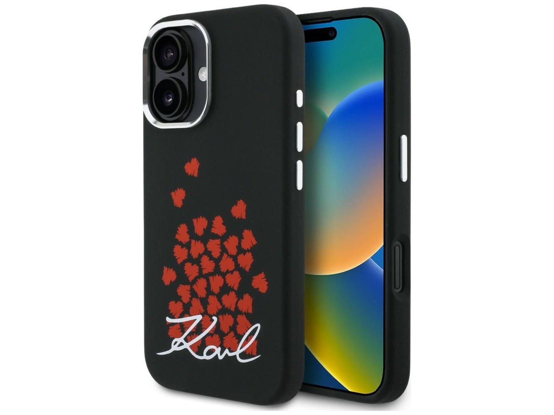 Funda MagSafe de silicona con logo de corazón de Karl Lagerfeld para iPhone 16 - Negra