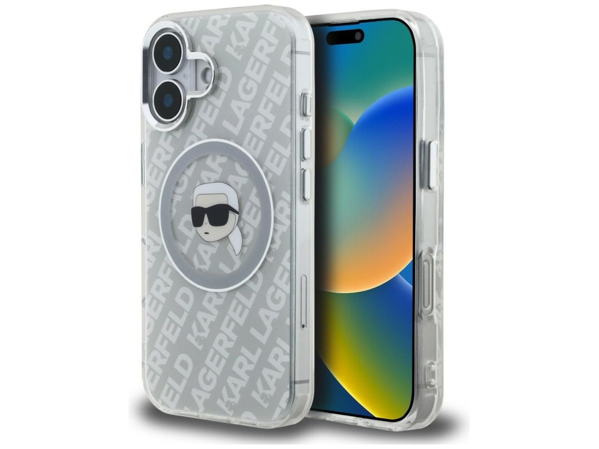 Karl Lagerfeld IML Karl Head Logo MagSafe Case for iPhone 16 - Gray
