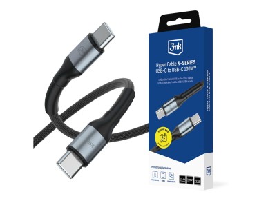 3mk Hyper Cable N-SERIES USB-C / USB-C 1.5m PD 3.0 QC 3.0 20V / 5A 100W - black 3mk Hyper Cable N-SERIES USB-C / USB-C 1.5m PD 3.0 QC 3.0 20V / 5A 100W - black
