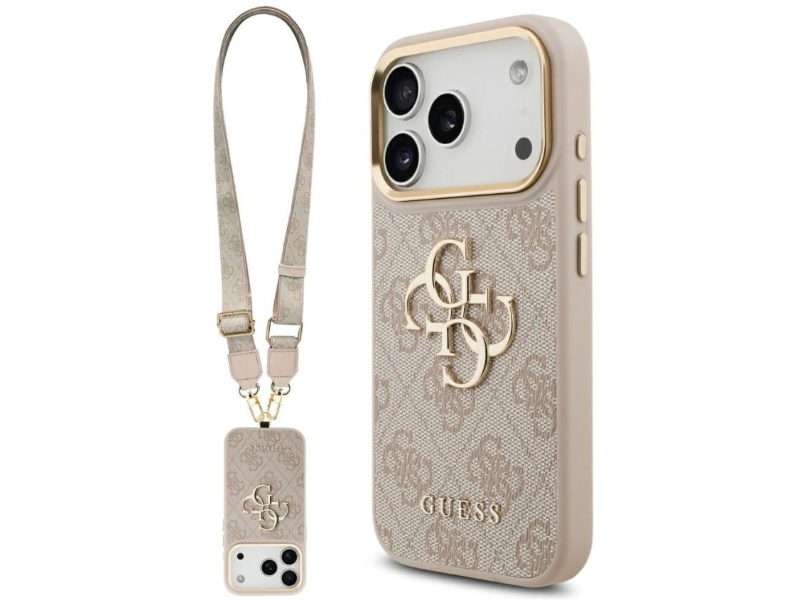 Capa Guess 4G Big 4G Classic Logo com Alça Grande e Botões Metálicos para iPhone 17 Pro - Rosa