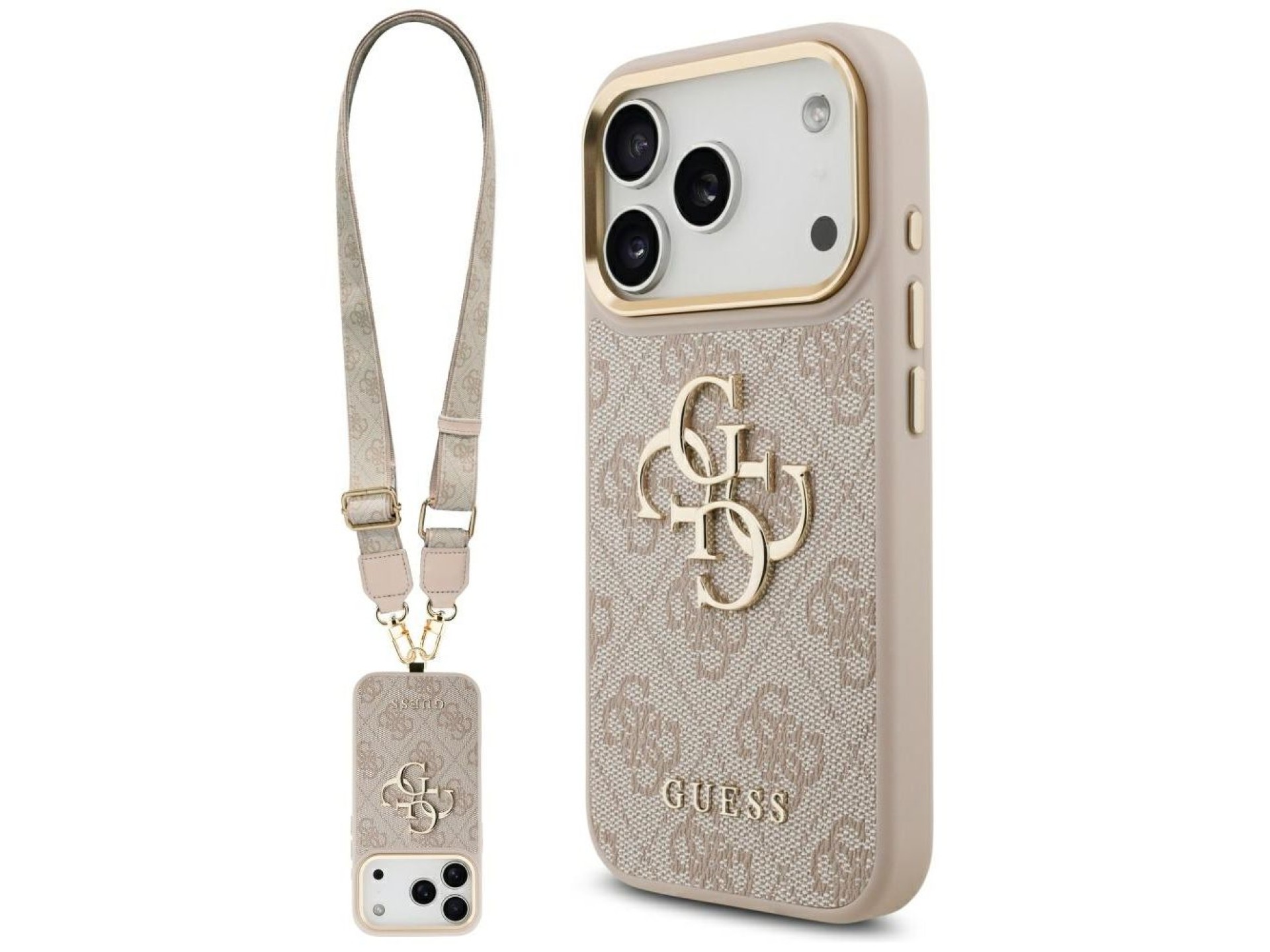 Capa Guess 4G Big 4G Classic Logo com Alça Grande e Botões Metálicos para iPhone 17 Pro - Rosa