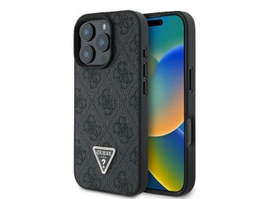 Guess Leather 4G Triangle Strass MagSafe Case for iPhone 16 Pro Max - Black Guess Leather 4G Triangle Strass MagSafe Case for iPhone 16 Pro Max - Black