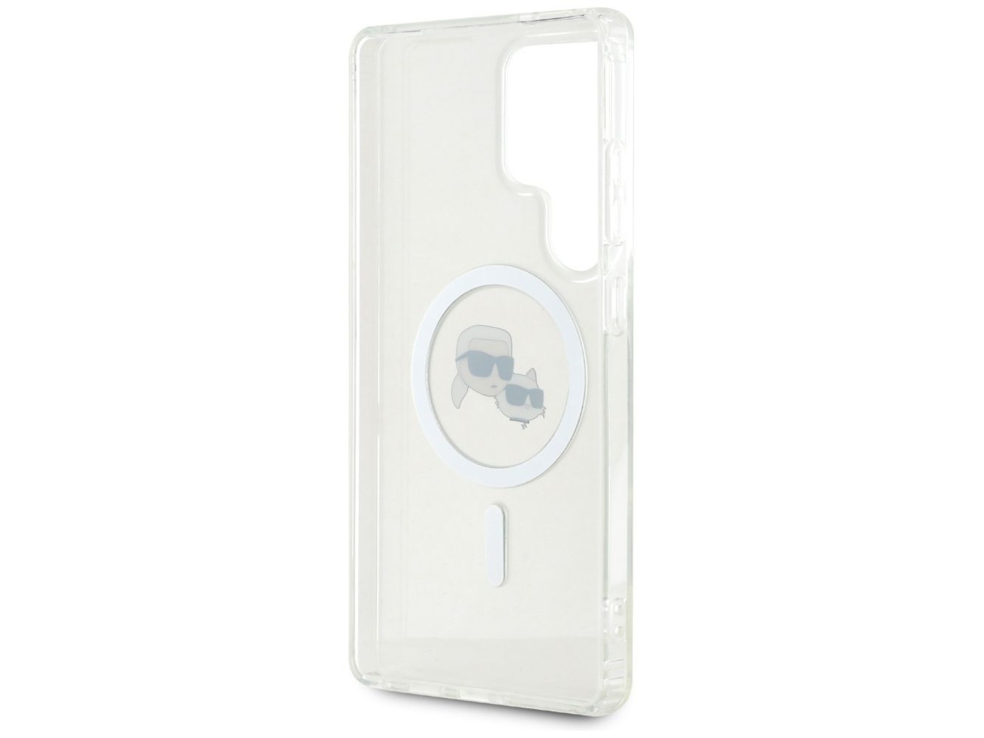 Case Karl Lagerfeld Button Karl & Choupette Heads Printed Logo MagSafe Samsung Galaxy S25 Ultra whit