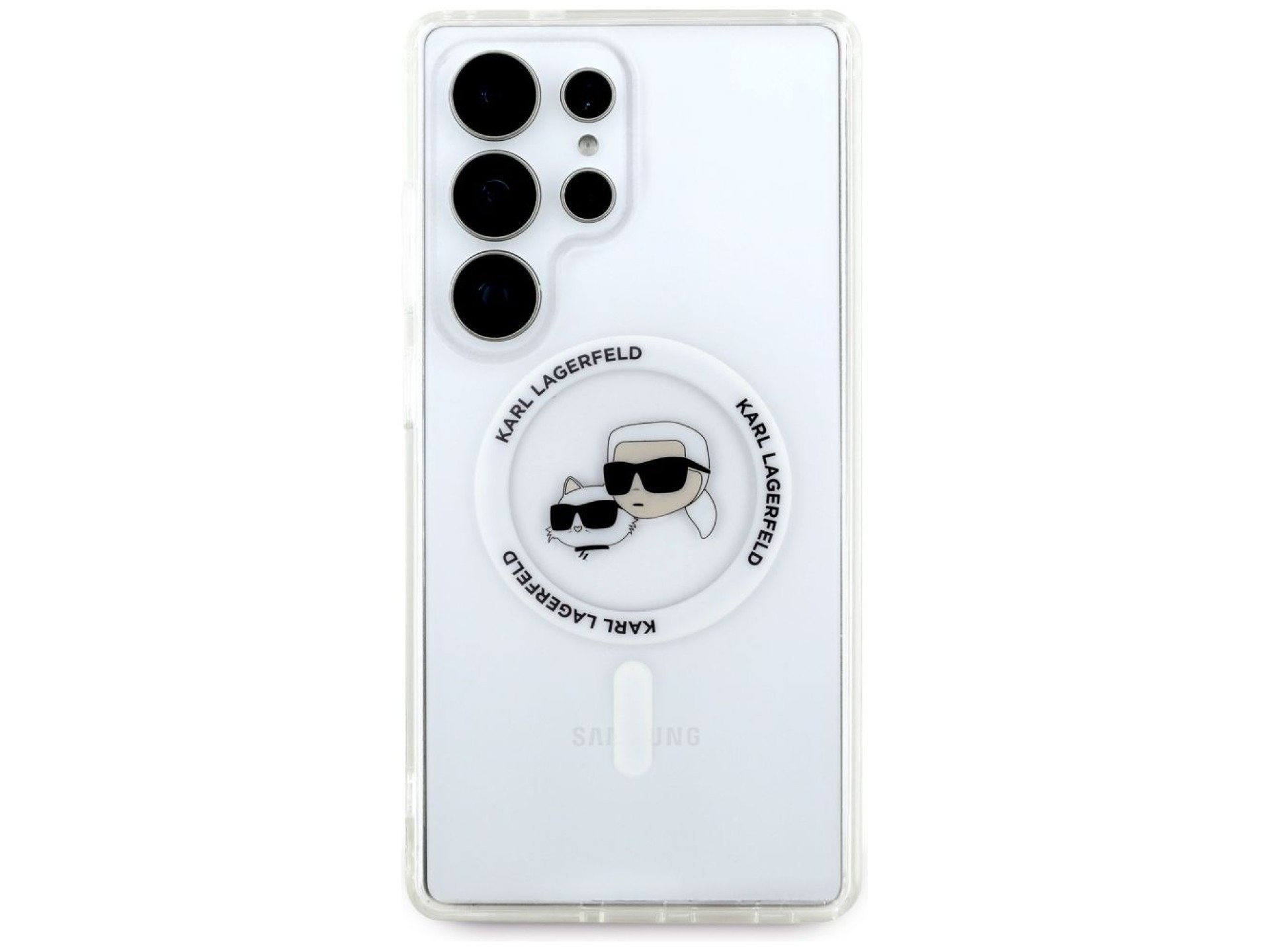 Case Karl Lagerfeld Button Karl & Choupette Heads Printed Logo MagSafe Samsung Galaxy S25 Ultra whit