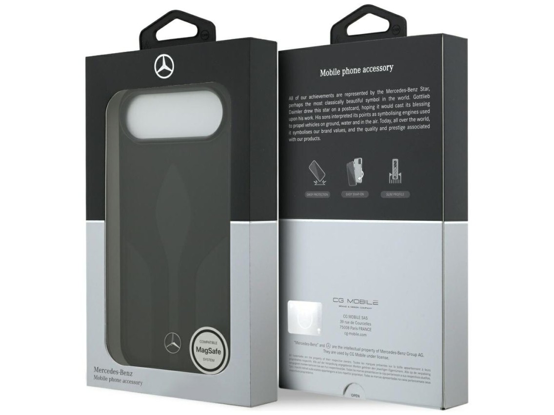 Capa Mercedes Leather The Move MagSafe para iPhone 17 Air - preta