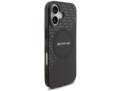 Funda AMG de doble capa transparente con diseño de rombos y MagSafe para iPhone 17 - Negro y rojo Funda AMG de doble capa transparente con diseño de rombos y MagSafe para iPhone 17 - Negro y rojo