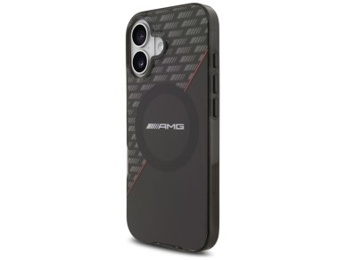 Funda AMG de doble capa transparente con diseño de rombos y MagSafe para iPhone 17 - Negro y rojo Funda AMG de doble capa transparente con diseño de rombos y MagSafe para iPhone 17 - Negro y rojo