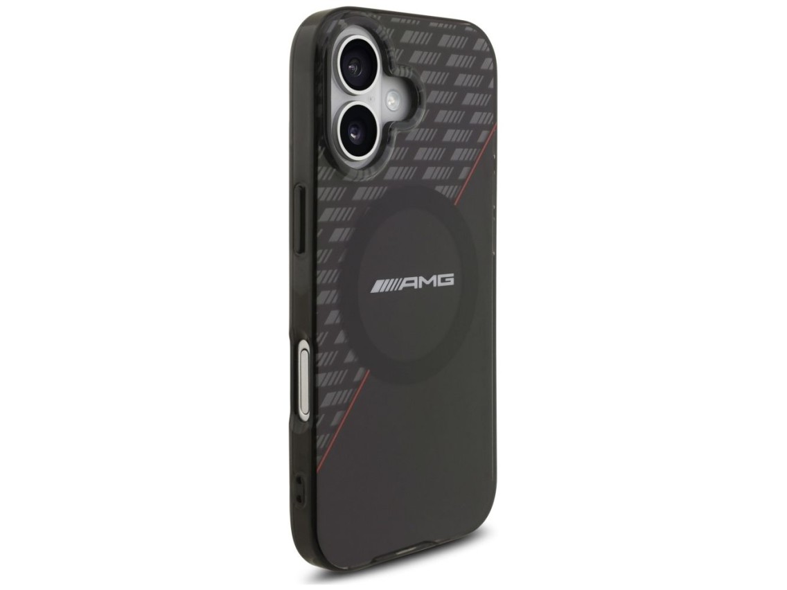 AMG Double Layer Transparent Rhombs MagSafe Case for iPhone 17 - Black and Red