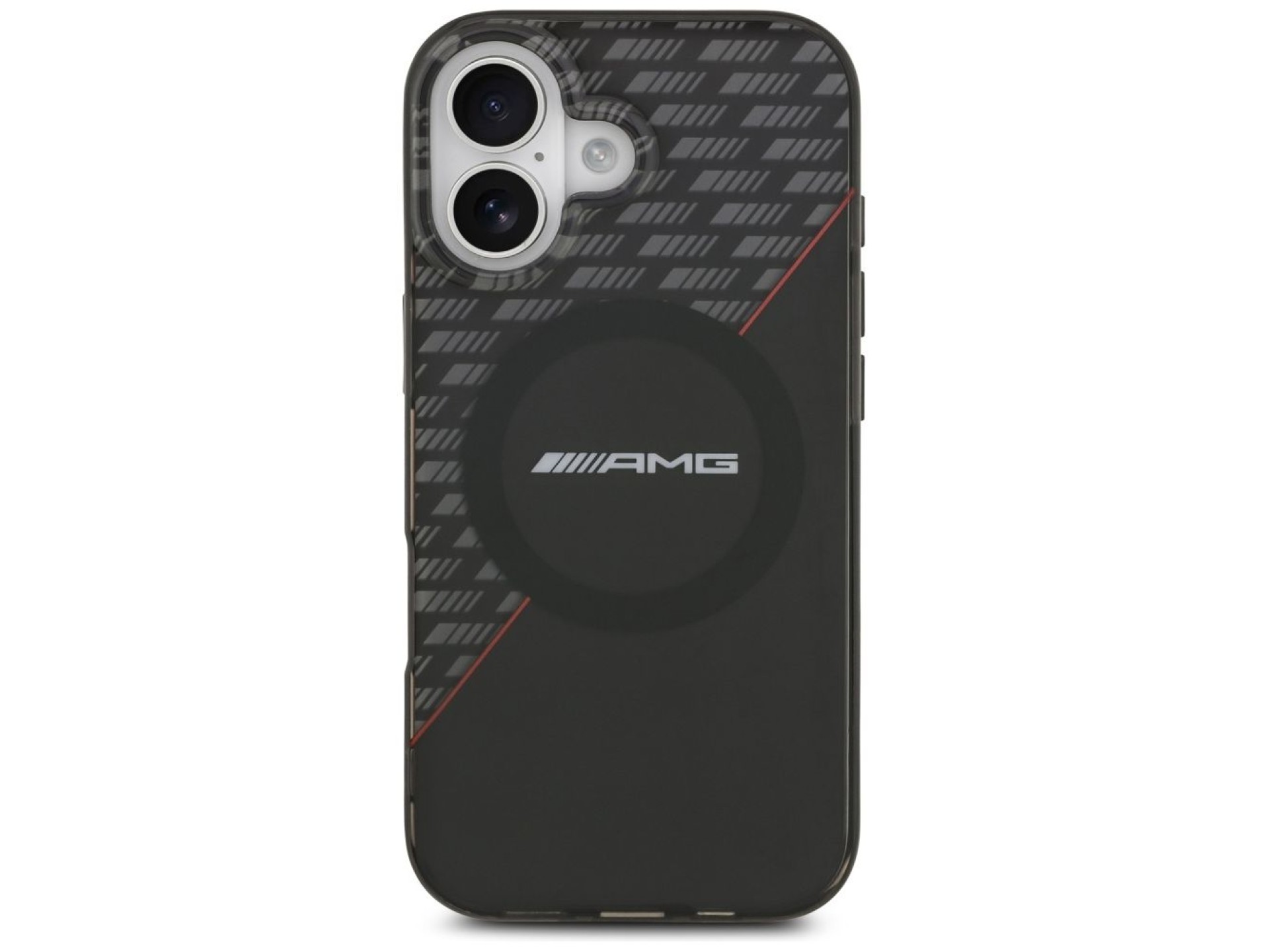 Capa AMG de camada dupla transparente com losangos e MagSafe para iPhone 17 - Preta e Vermelha