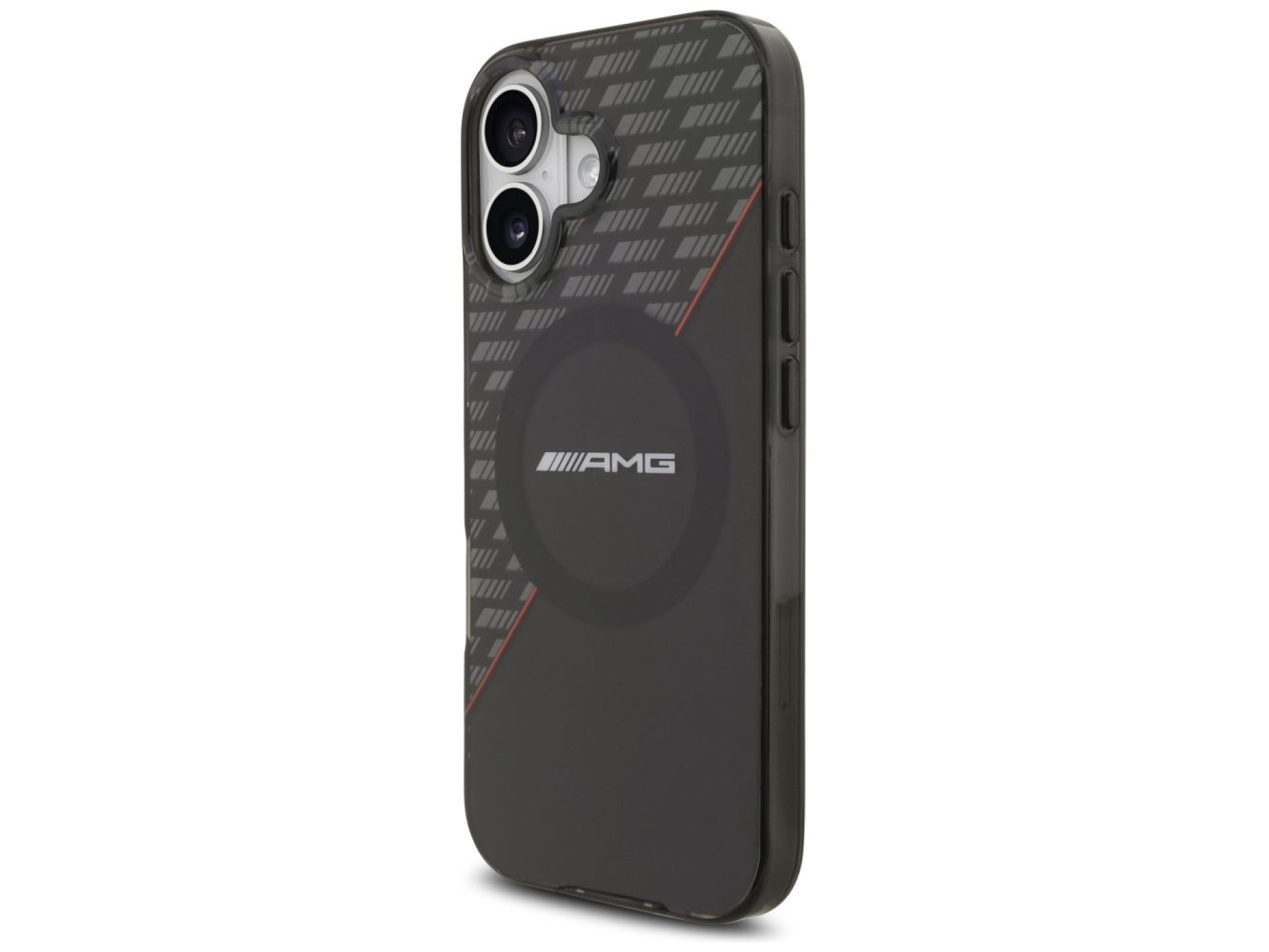 Capa AMG de camada dupla transparente com losangos e MagSafe para iPhone 17 - Preta e Vermelha