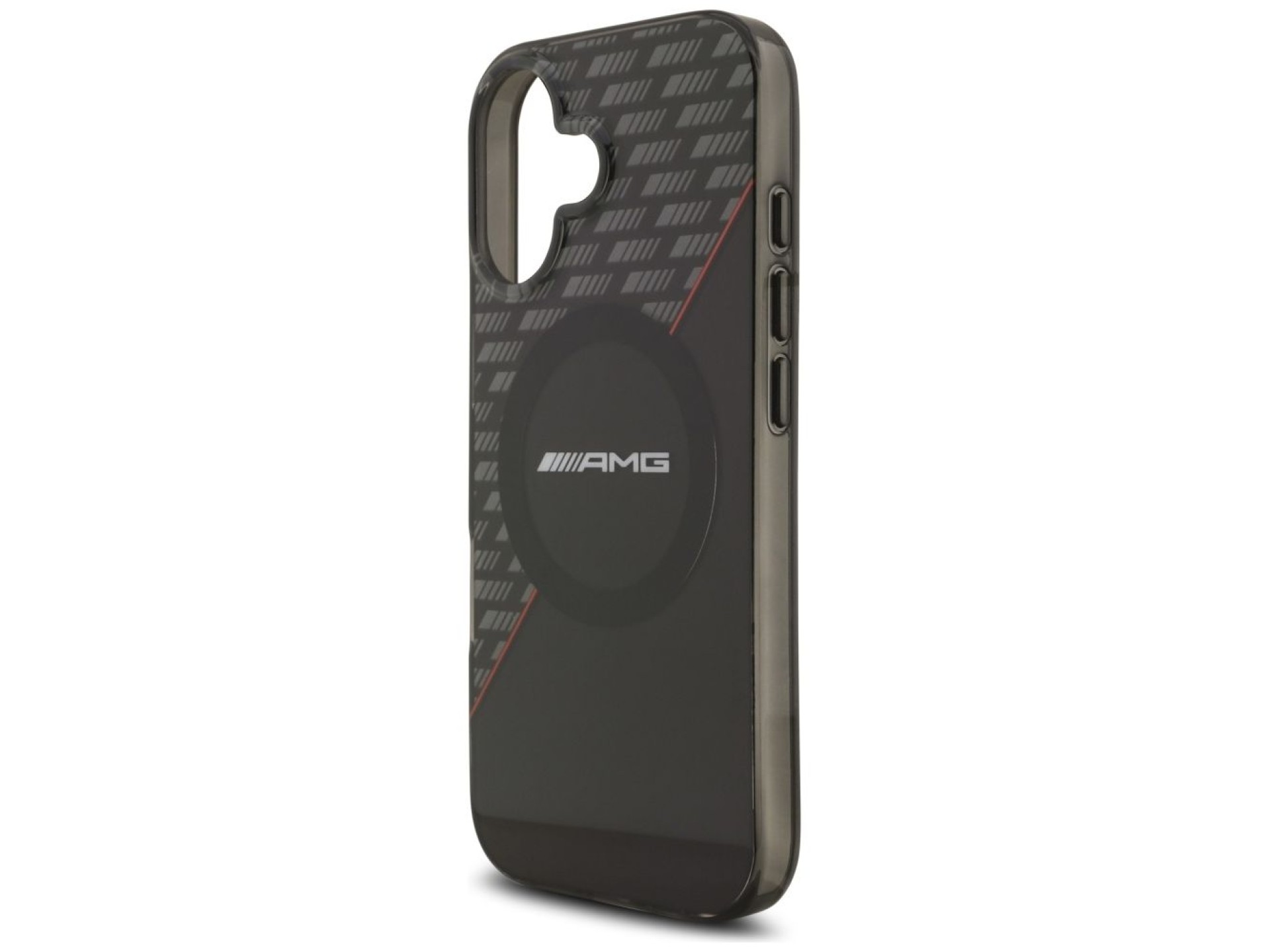 Capa AMG de camada dupla transparente com losangos e MagSafe para iPhone 17 - Preta e Vermelha