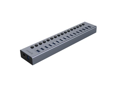 Hub Orico BT2U3-16AB com 16 portas USB-A 3.0 e interruptores - cinza