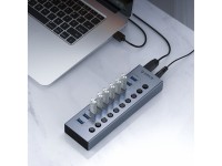 Hub Orico BT2U3-16AB com 16 portas USB-A 3.0 e interruptores - cinza Hub Orico BT2U3-16AB com 16 portas USB-A 3.0 e interruptores - cinza