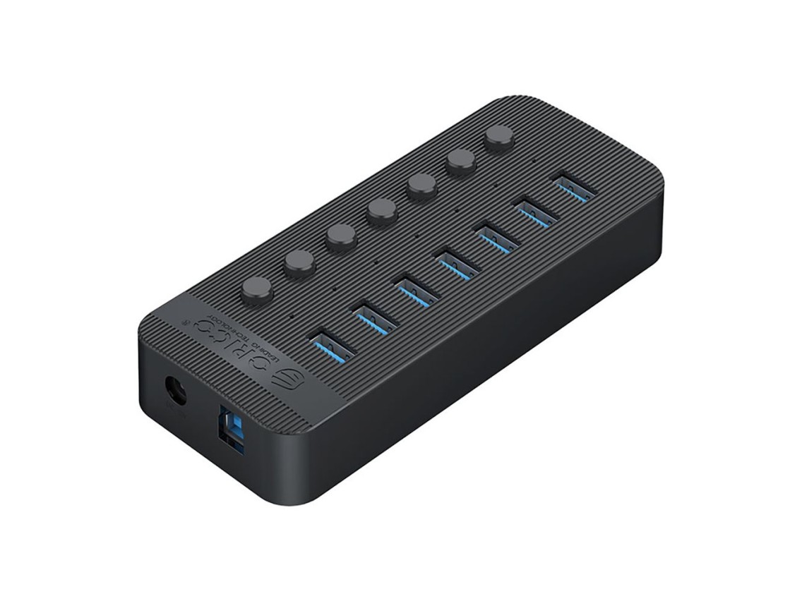 Hub USB-A 3.0 Orico CT2U3-7AB com 7 portas e interruptores - Preto