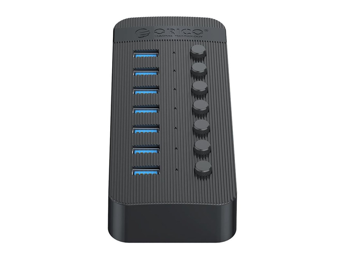 Hub USB-A 3.0 Orico CT2U3-7AB com 7 portas e interruptores - Preto