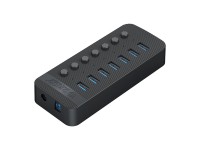 Hub USB-A 3.0 Orico CT2U3-7AB com 7 portas e interruptores - Preto Hub USB-A 3.0 Orico CT2U3-7AB com 7 portas e interruptores - Preto