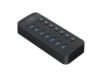 Hub USB-A 3.0 Orico CT2U3-7AB com 7 portas e interruptores - Preto